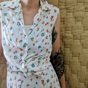 vtg 2 pc floral skirt set